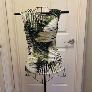 Worthington Green and White Palm Print Tank Top, size M